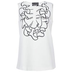 Boutique Moschino White Printed Crepe Sleeveless Top S. S. White