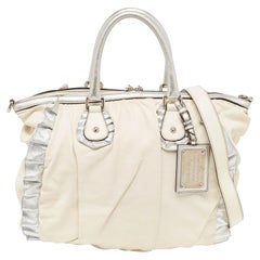 Dolce & Gabbana White Leather Miss Rouche Shoulder Bag