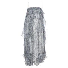 Zimmermann Blue Printed Lurex Silk Empire Mist Dress M