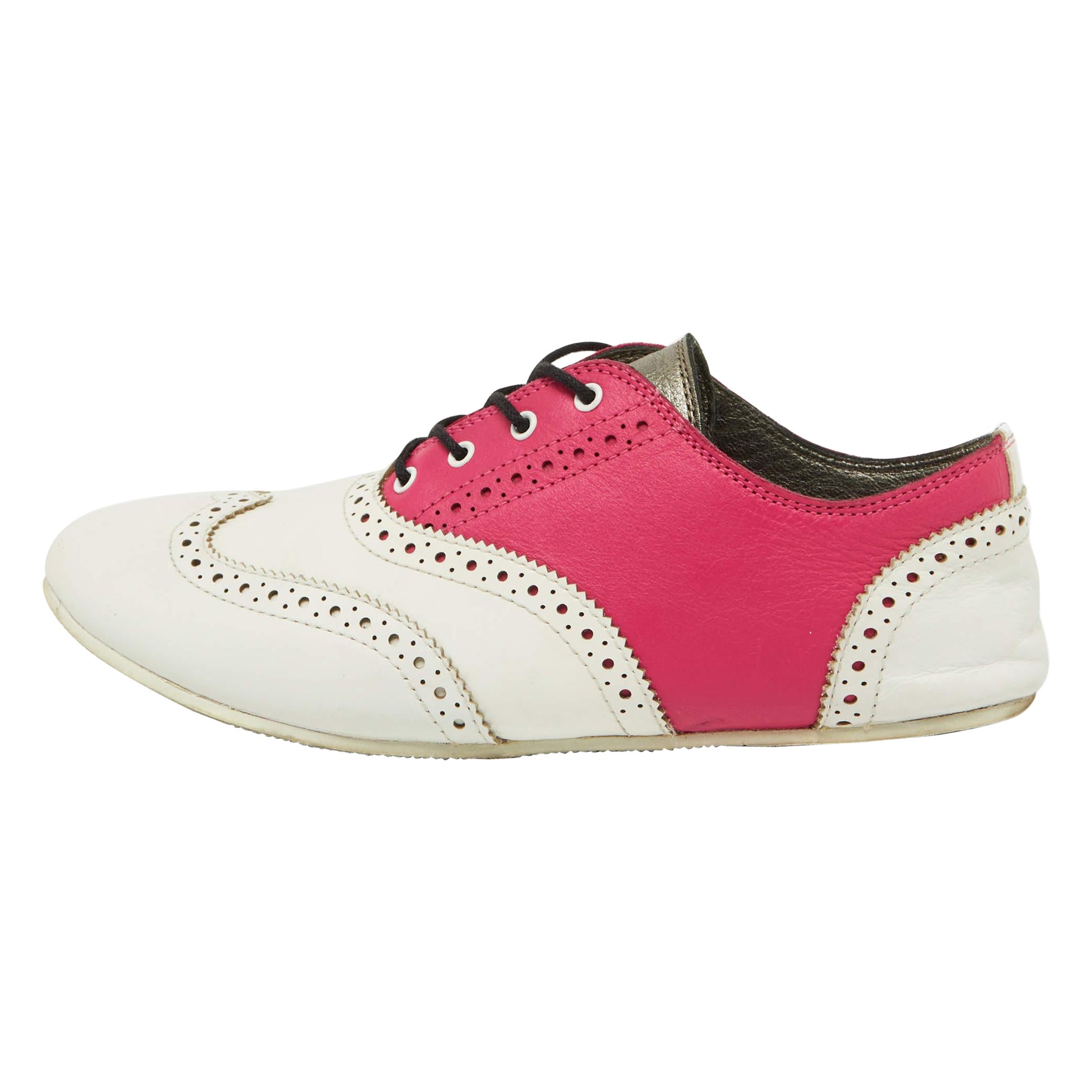 Dolce & Gabbana Rosa/Bianco Brogue Pelle Oxford Sneakers Taglia 36 in vendita