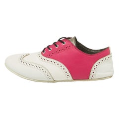 Dolce & Gabbana Pink/White Brogue Leather Oxford Sneakers Size 36