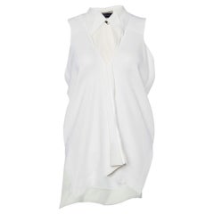Roland Mouret White Crepe Sleeveless V Neck Top S