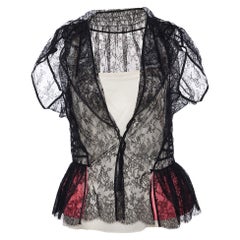 Louis Vuitton Black Lace Sheer Flared Top M