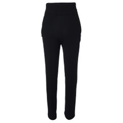 Balenciaga Black Crepe High Waist Flap Detail Trousers M