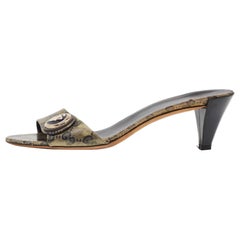 Gucci Green/Black GG Coated Canvas Hysteria Slide Sandals Size 39