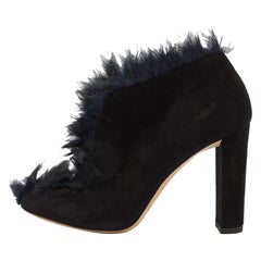 Jimmy Choo Black Suede Embellished Round Toe Ankle Boots Size 38