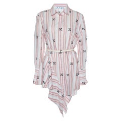 Off-White Vestido camisero blanco a rayas y bordado en mezcla de algodón S
