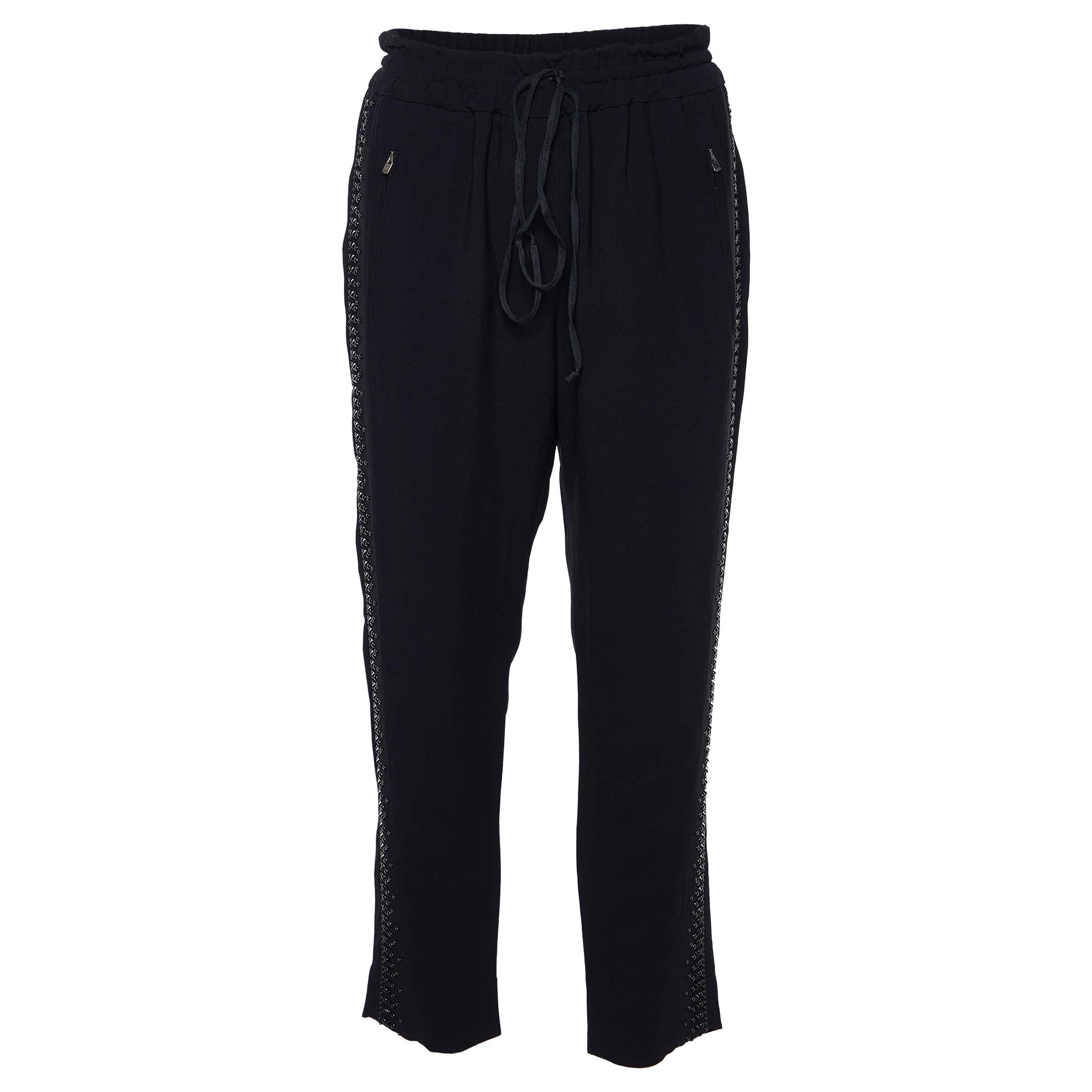 Stella McCartney Pantaloni in crêpe impreziositi neri M.