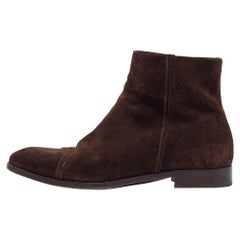 Prada Brown Suede Ankle Boots Size 41.5