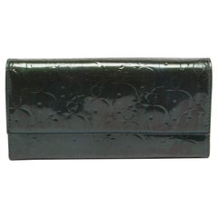 Dior Green Oblique Embossed Patent Leather Continental Flap Wallet