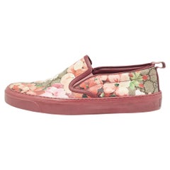 Gucci Pink Canvas Flower Print Slip On Sneakers Size 36