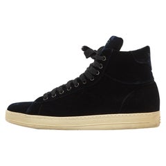 Tom Ford Navy Blue Velvet High Top Sneakers Size 42