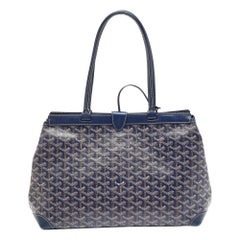 Goyard Navy Blue Goyardine Coated Canvas and Leather Bellechasse PM Tote