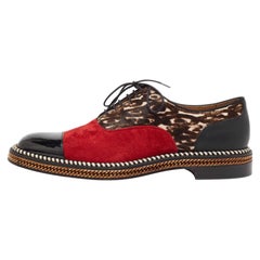 Christian Louboutin Multicolor Suede and Calf Hair Lace Up Oxfords Size 41