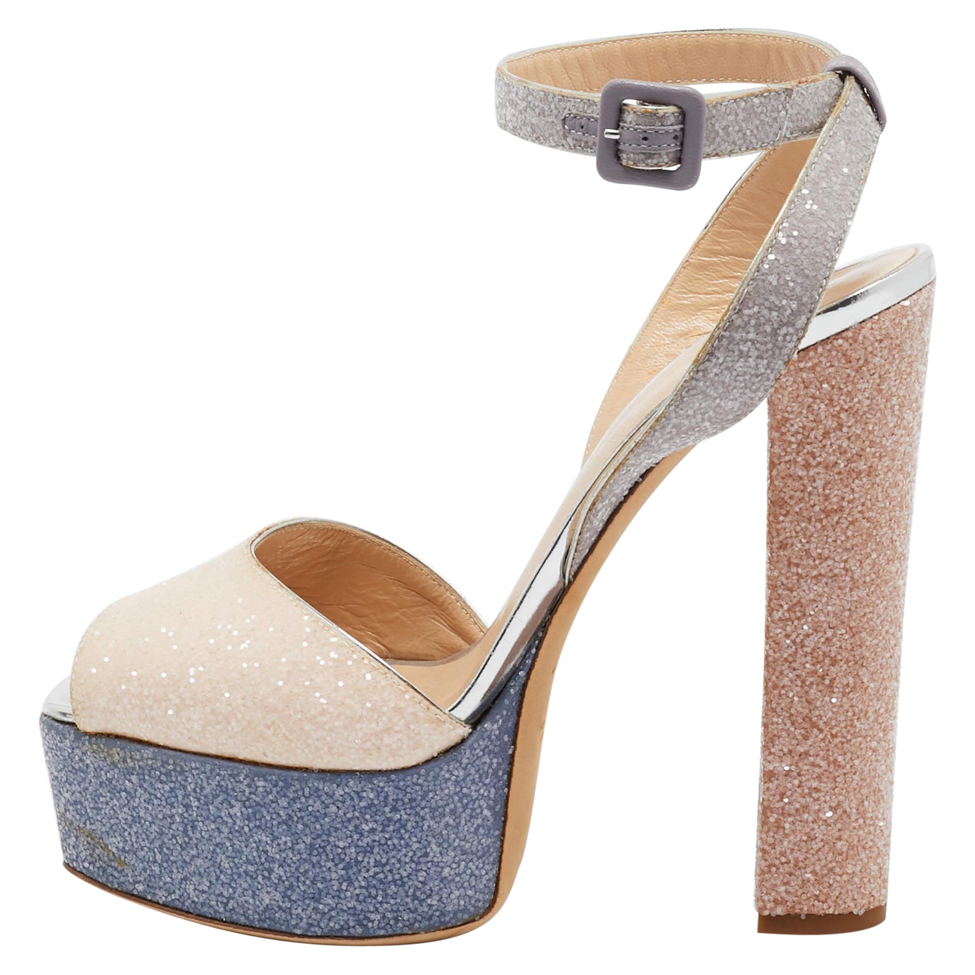 Giuseppe Zanotti Tricolor Coarse Glitter Lavinia Sandals Size 41