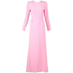 Vintage Pierre Balmain Haute Couture Baby Pink Silk Crepe A-line Gown No. 172184