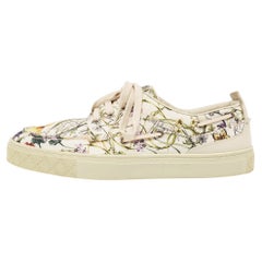Gucci White Floral Print Canvas Low Top Sneakers Size 41.5