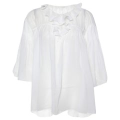 Chloe Off-White Cotton Pleated Loose Fit Top M