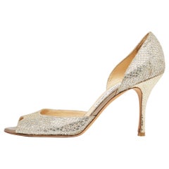 Jimmy Choo Silver Glitter Logan Pumps Size 40