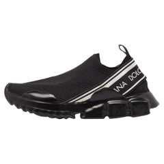Dolce and Gabbana Black/White Mesh Sorrento Slip On Sneakers Size 43