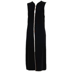 1976/1977 Yves Saint Laurent YSL Black Velvet Tunic Vest w/Gold Lurex Trim 9