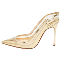 Christian Louboutin Gold Leather and PVC  Paulina Pumps Size 37