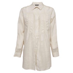 Weekend Max Mara Beige Ramie Pleated Blouse M