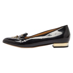 Charlotte Olympia Patent Leather Fashionably Late Clock Face Smoking Slippers 36