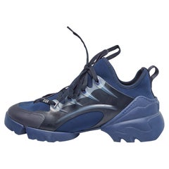 Dior Marineblaue D-Connect Turnschuhe aus Leder und Neopren Größe 39