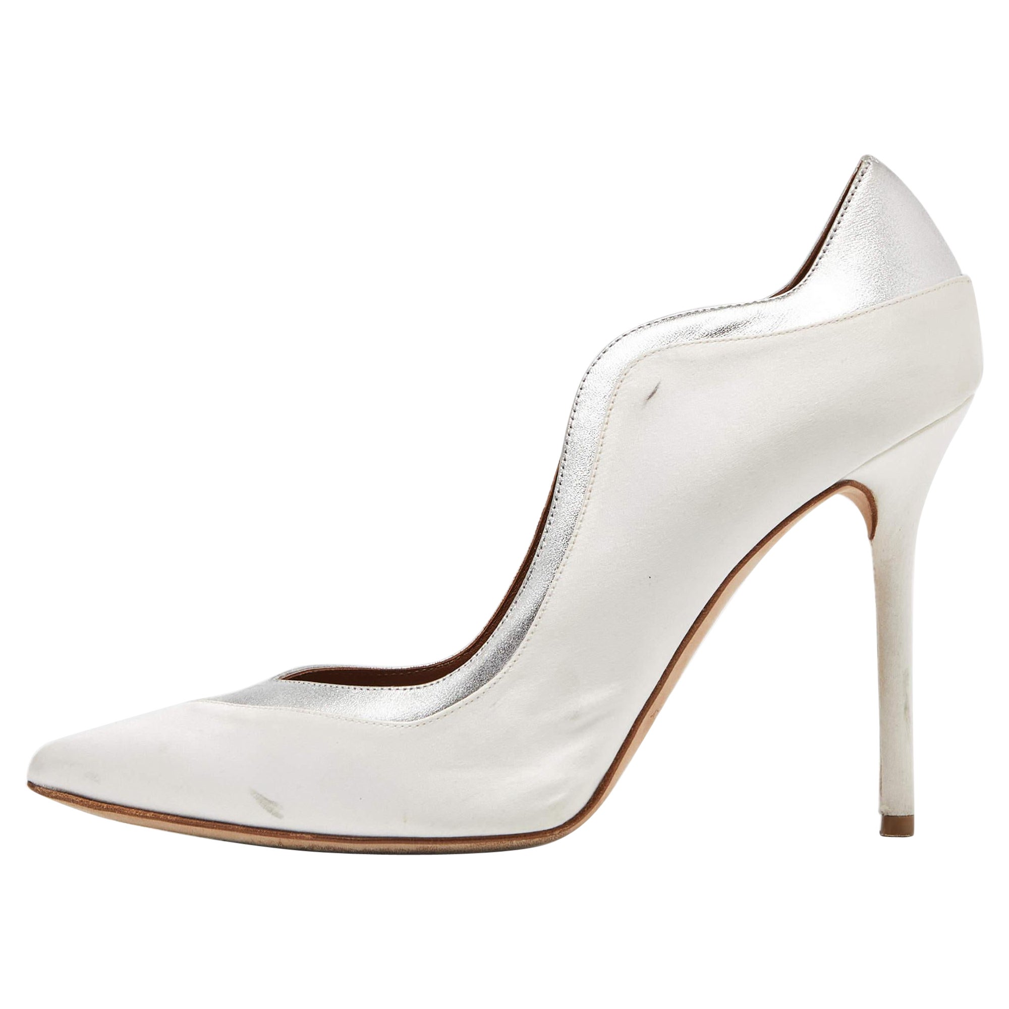 Malone Souliers escarpins à bout pointu en satin blanc taille 39,5
