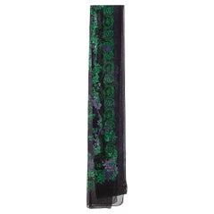 Versace Black & Purple Floral Print Silk Stole