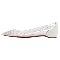 Christian Louboutin White Leather and PVC Degrastrass Ballet Flats Size 37