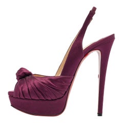 Christian Louboutin Purple Satin Jenny Slingback Pumps Size 38