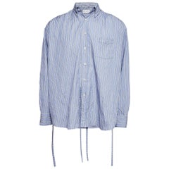 John Elliott Blue Striped Cotton Crinkle Oversized Shirt M