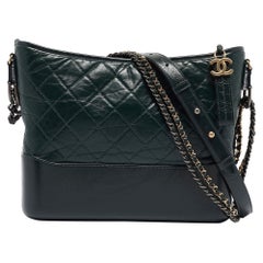 Chanel Green Quilted Aged Leather Medium Gabrielle Hobo