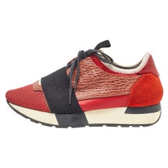 Baskets de course Balenciaga orange en daim et cuir, taille 35
