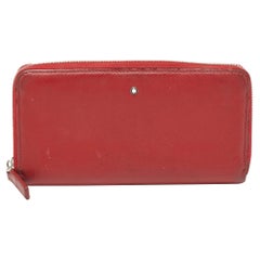 Montblanc Red Leather Meisterstuck Zip Around Wallet