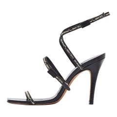 Jimmy Choo X Off-White Black Leather Jane Sandals Size 36