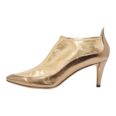 Jimmy Choo Gold Leather Dierdre Booties Size 41