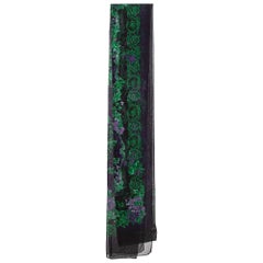 Versace Black & Purple Floral Print Silk Stole