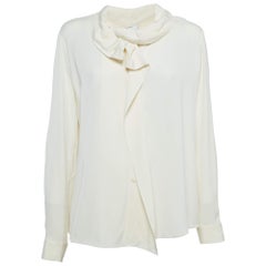 Armani Collezioni Camicia in raso di seta increspata off white L.L.