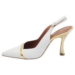 Malone Souliers White Leather Slingback Pumps Size 40