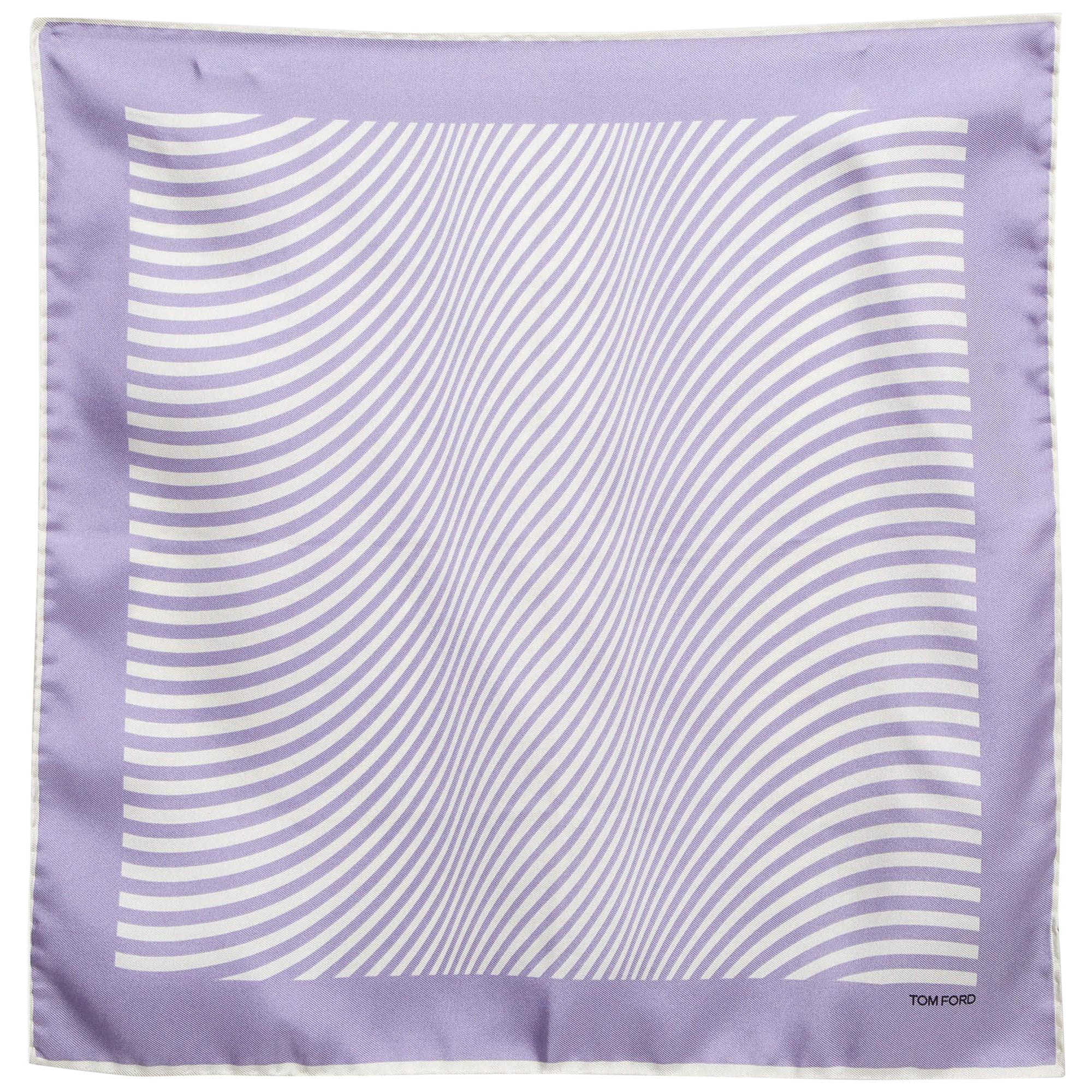 Tom Ford Light Purple Stripe Silk Pocket Square For Sale