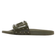 Valentino Olive Green Rubber Escape v logo Flat Slides Size 44
