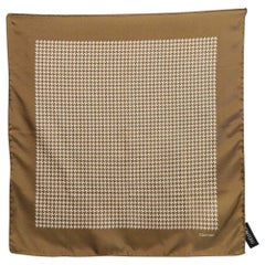 Tom Ford Green Check Pattern Silk Pocket Square