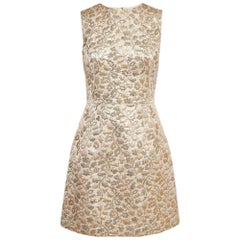Dolce & Gabbana Gold Patterned Jacquard Sleeveless Mini Dress S