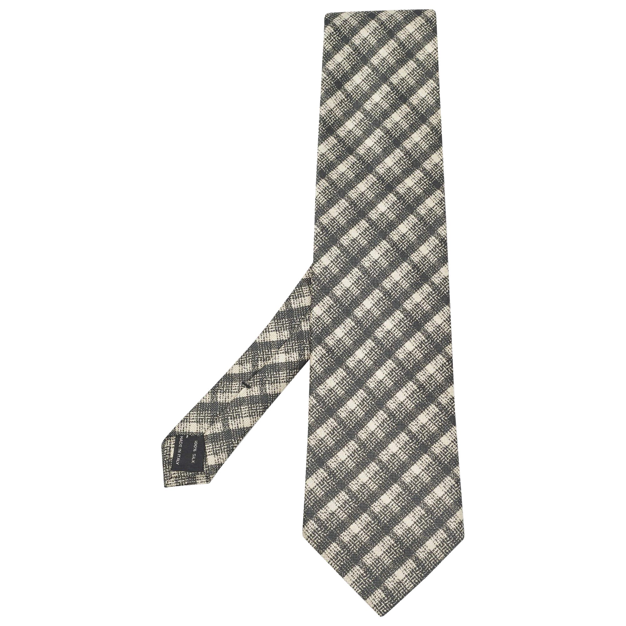 Tom Ford Black/White Checked Silk Traditional Tie