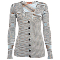 Missoni Blue Patterned Knit Cardigan M