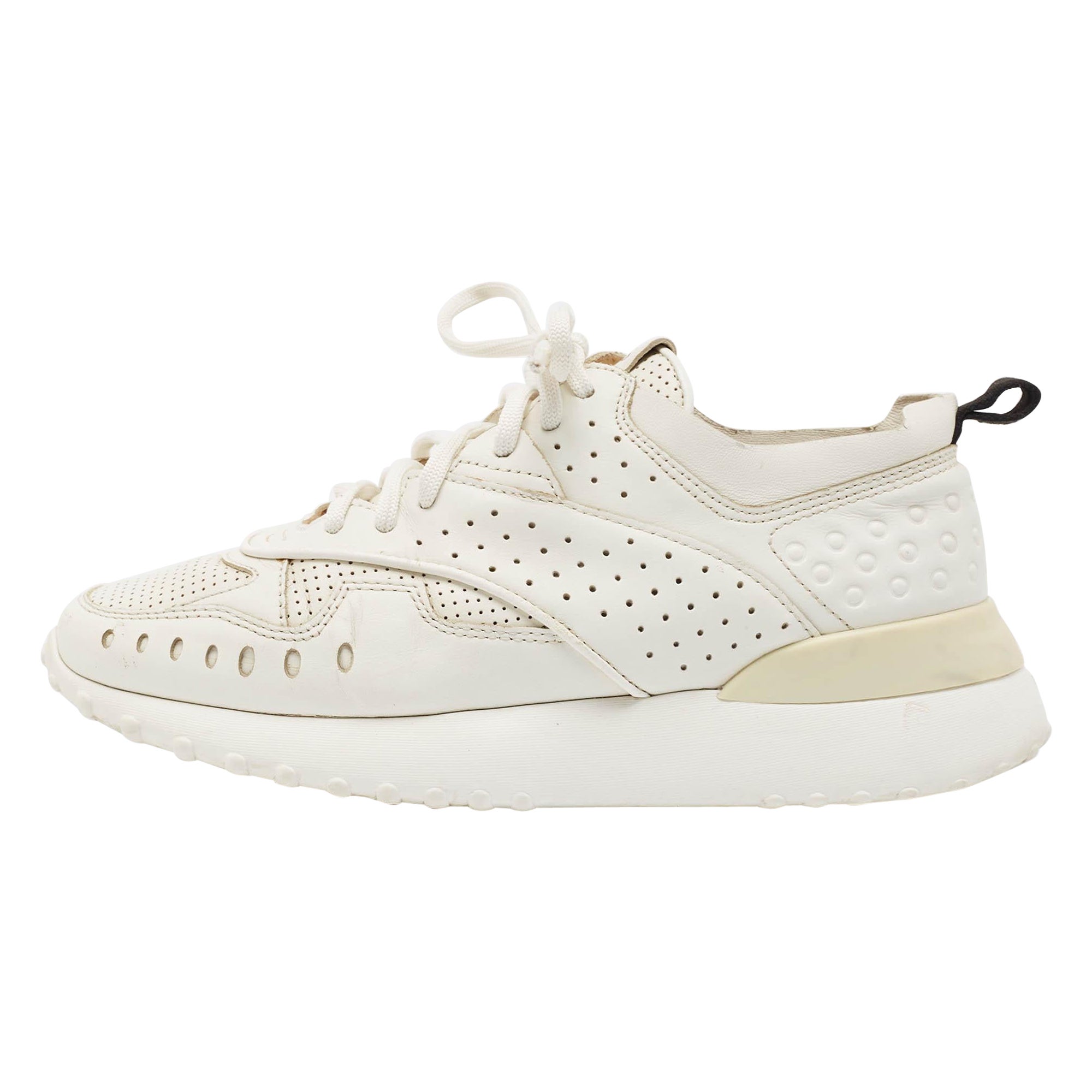 Tod's White Leather Lace Up Sneakers Size 36 For Sale