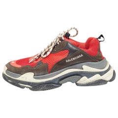 Balenciaga Multicolor Leather and Mesh Triple S Sneakers Size 45